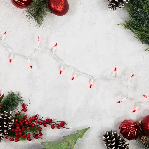 Northlight 35-Count Red Mini Christmas Light Set, 7Ft White Wire