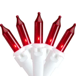 Northlight 50-Count Red Mini String Christmas Light Set, 10Ft White Wire