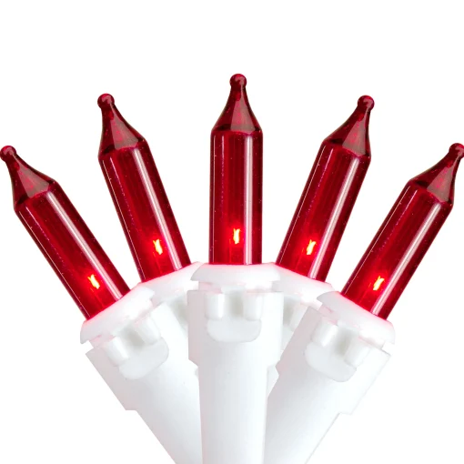 Northlight 50-Count Red Mini String Christmas Light Set, 10Ft White Wire