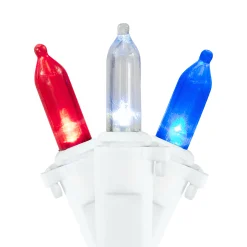 Northlight 100-Count Red, White And Blue Led Americana Mini Lights, 32.75Ft White Wire