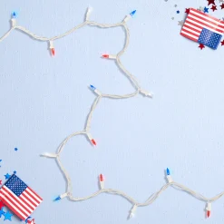 Northlight 100-Count Red, White And Blue Led Americana Mini Lights, 32.75Ft White Wire