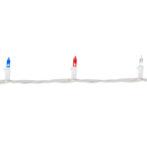 Northlight 100-Count Red, White And Blue Led Americana Mini Lights, 32.75Ft White Wire