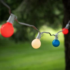 Northlight 10-Count Red, White And Blue G40 Globe Christmas Light Set, 9Ft White Wire