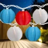 Northlight 10-Count Red, White And Blue 4Th Of July Paper Lantern Lights, 8.5Ft White Wire