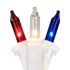Northlight 50-Count Red, White, Blue 4Th Of July Mini Light Set, 10Ft White Wire