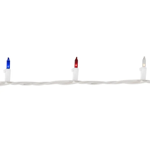 Northlight 100-Count Red, White, Blue 4Th Of July Mini Light Set, 20Ft White Wire