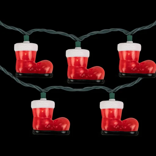 Northlight 10-Count Santa's Boots Christmas Light Set, 7.5Ft Green Wire