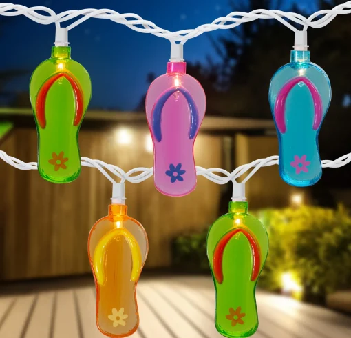 Northlight 10-Count Summer Flip Flop Novelty String Christmas Light Set, 7.25Ft White Wire