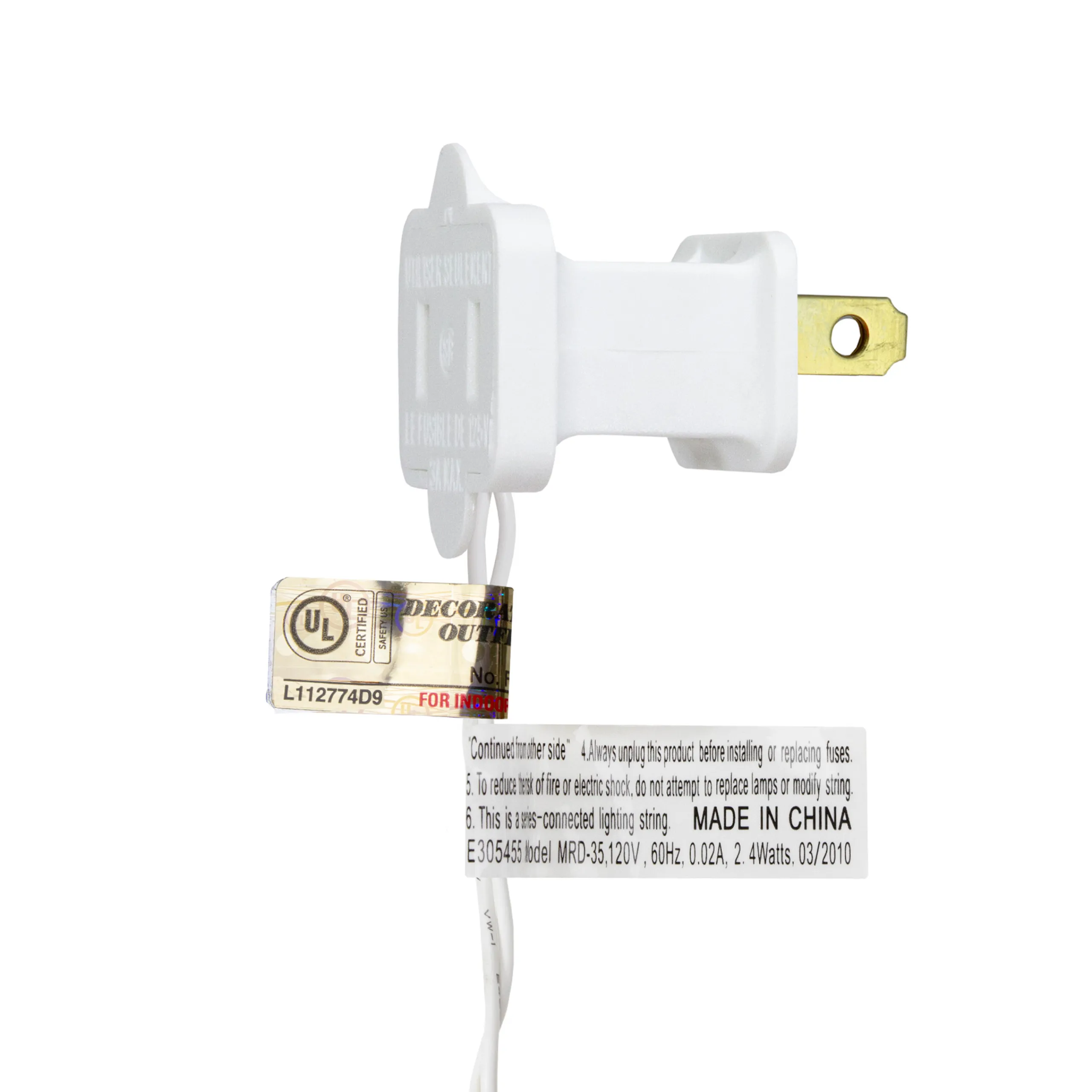 HUB 35-Count Warm White Led Wide Angle Christmas Lights - 17.5Ft White Wire