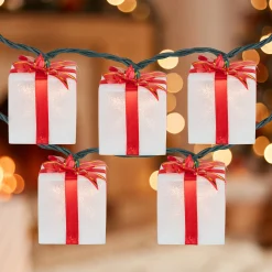 Northlight 10-Count White And Red Christmas Present Light Set- 7.5Ft, Green Wire