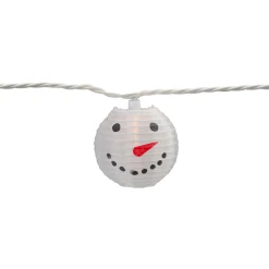 Northlight 10-Count White Snowman Paper Lantern Christmas Lights, 8.5Ft White Wire