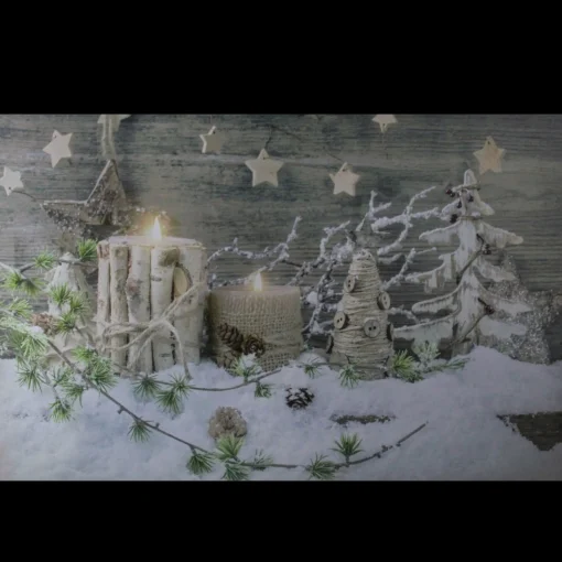 Wall & Door Decorations*Northlight Country Rustic Winter Christmas Led Lighted Canvas Wall Art 23.5" X 15.5"