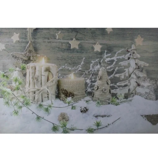Wall & Door Decorations*Northlight Country Rustic Winter Christmas Led Lighted Canvas Wall Art 23.5" X 15.5"