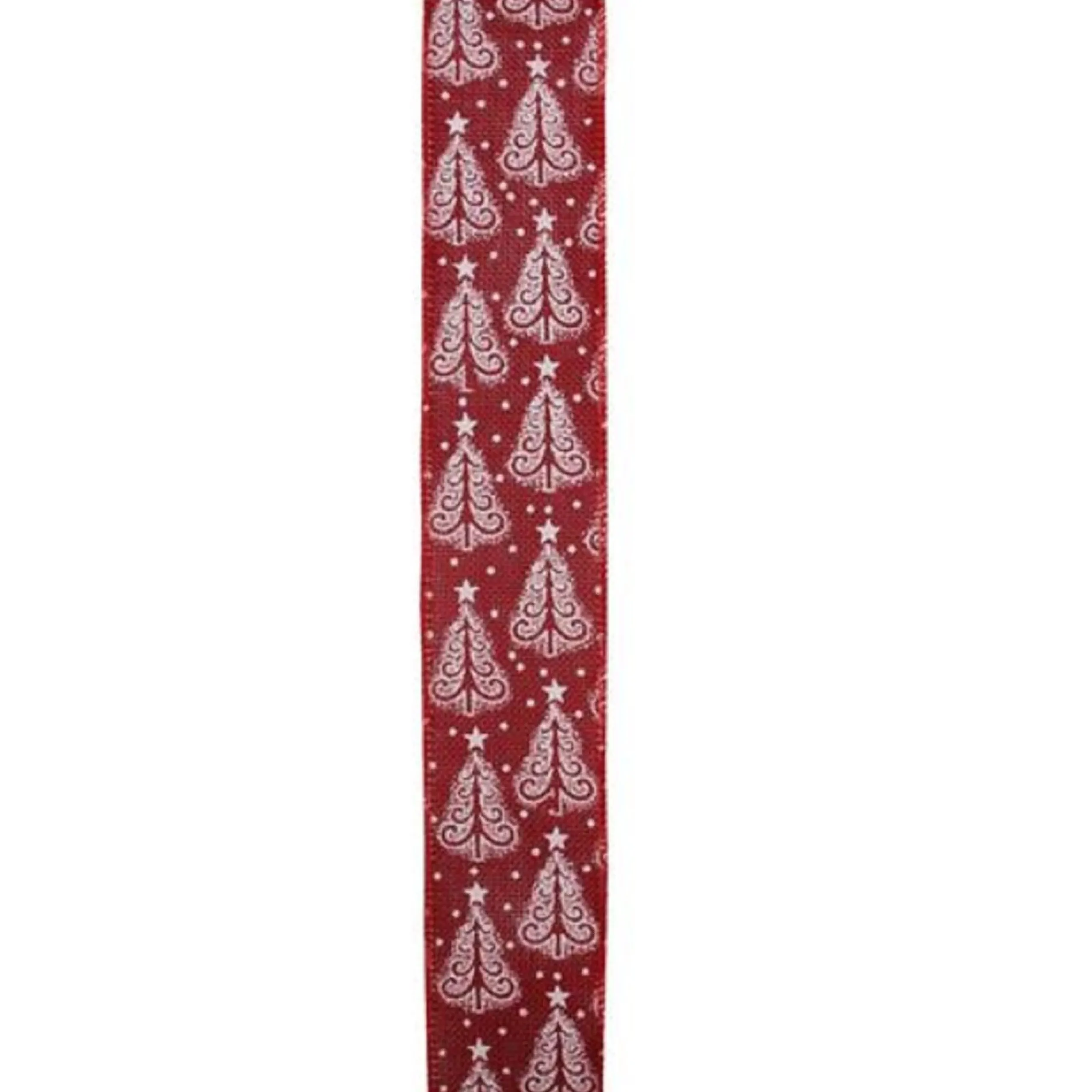 Ribbon*Northlight Cranberry Red And White Trees Burlap Wired Christmas Craft Ribbon 2.5" X 10 Yards