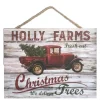 Signs & Plaques*Glow Decor Cream White And Red Holly Farms Rectangular Sign With Rope Hanger 7" X 10"