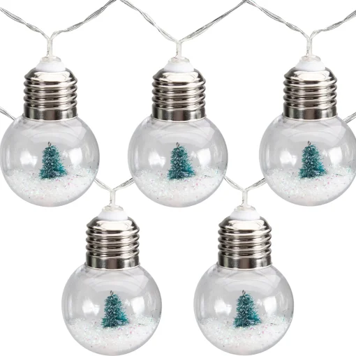 Northlight 10Ct Battery Operated Led Christmas Trees In Warm White Bulbs, 4.25Ft Clear Wire