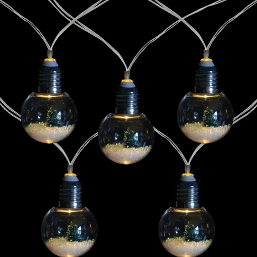 Northlight 10Ct Battery Operated Led Christmas Trees In Warm White Bulbs, 4.25Ft Clear Wire