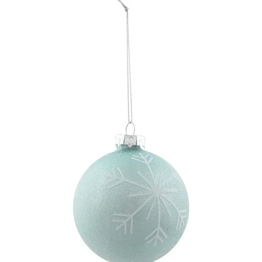 Northlight Balls>4Ct Blue And Silver Snowflake Glass Christmas Ball Ornaments 3.25" (80Mm)