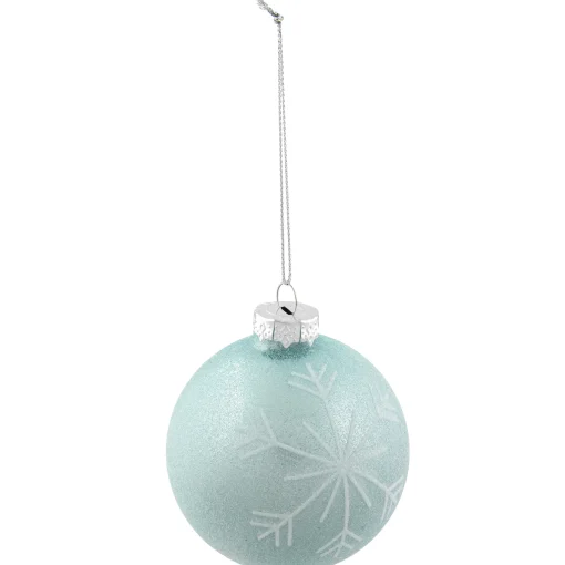 Northlight Balls>4Ct Blue And Silver Snowflake Glass Christmas Ball Ornaments 3.25" (80Mm)
