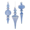 Melrose Finials>12Ct Blue Glass Christmas Finial Drop Ornaments 6"
