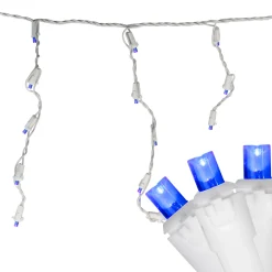 Northlight 100Ct Blue Led Wide Angle Icicle Christmas Lights, 5.5 Ft White Wire
