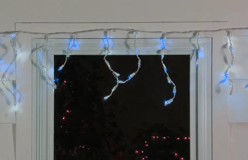 Northlight 100Ct Blue Led Wide Angle Icicle Christmas Lights, 5.5 Ft White Wire