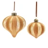 Melrose Pendants & Drops>12Ct Brown And Gold Ribbed Glass Onion Christmas Ornament 4.5"