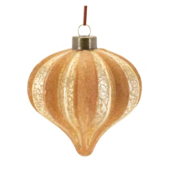 Melrose Pendants & Drops></noscript>12Ct Brown And Gold Ribbed Glass Onion Christmas Ornament 4.5