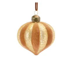 Melrose Pendants & Drops></noscript>12Ct Brown And Gold Ribbed Glass Onion Christmas Ornament 4.5
