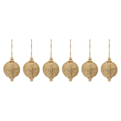 Melrose Finials>6Ct Brown Woven Jute Rope Christmas Onion Ornaments 5"