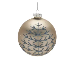 Melrose Balls></noscript>6Ct Champagne Yellow And Blue Glittered Glass Christmas Ornaments 6.25