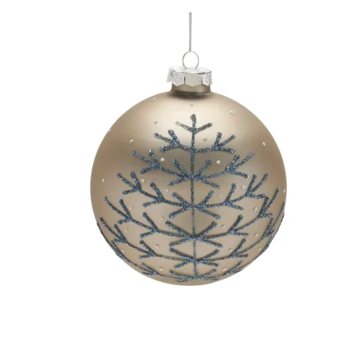 Melrose Balls>6Ct Champagne Yellow And Blue Glittered Glass Christmas Ornaments 6.25" (158Mm)