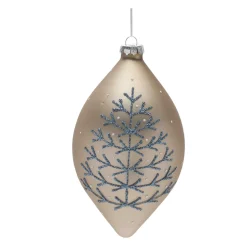 Melrose Balls></noscript>6Ct Champagne Yellow And Blue Glittered Glass Christmas Ornaments 6.25