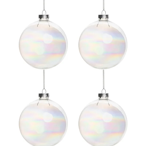 Northlight Glass Balls>4Ct Clear Iridescent Glass Christmas Ball Ornaments 4" (100Mm)
