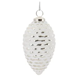 Melrose Pine Cones></noscript>4Ct Frosted Pinecone Glass Christmas Drop Ornaments 6.25