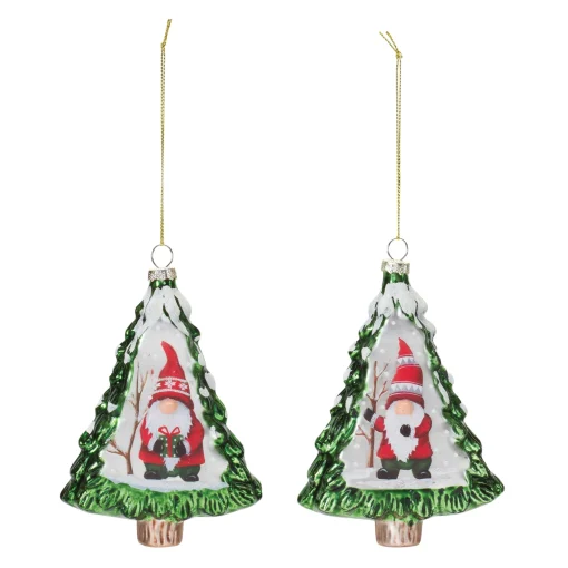 Melrose Trees & Wreaths>12Ct Gnome Pine Tree Christmas Ornaments 5.75"