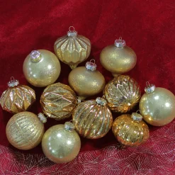 Northlight Glass Balls>12Ct Gold Mercury Glass Style Glass Christmas Ornament Set 3"