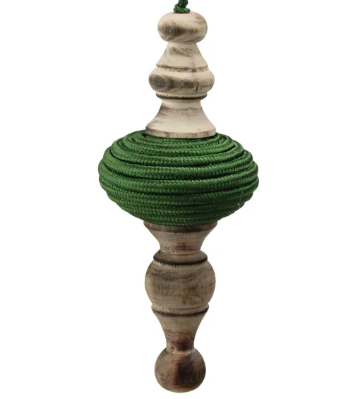 Melrose Finials>2Ct Green And Beige Christmas Finial Drop Ornaments 9"