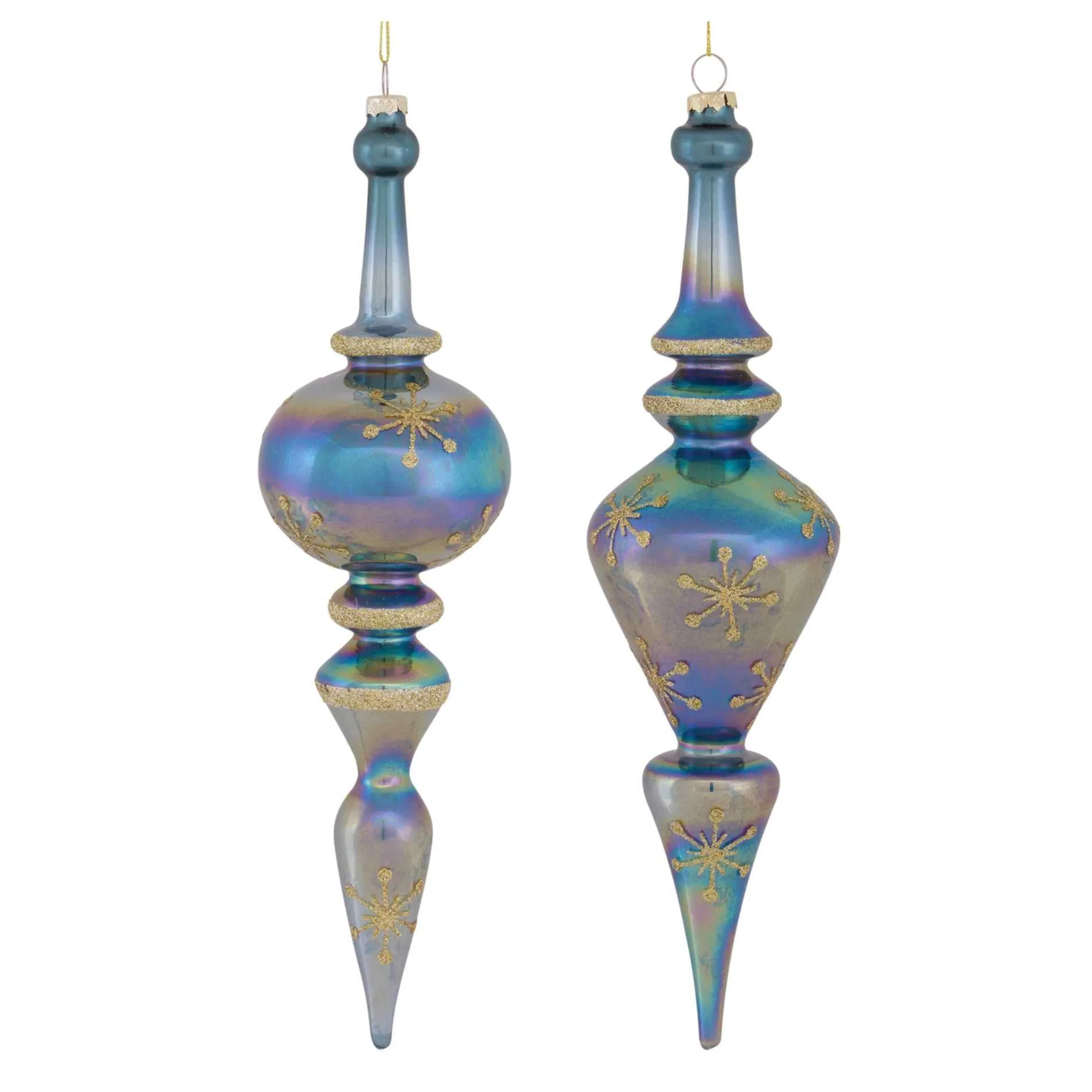 Melrose Finials>6Ct Iridescent Glass Christmas Finial Drop Ornaments 12.25"