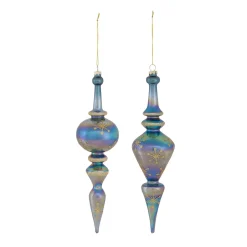 Melrose Finials>6Ct Iridescent Glass Christmas Finial Drop Ornaments 12.25"