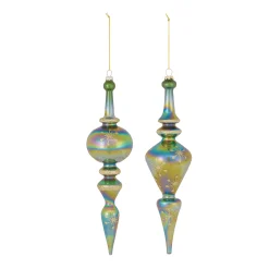 Melrose Finials>6Ct Iridescent Glass Finial Christmas Drop Ornaments 12.5"