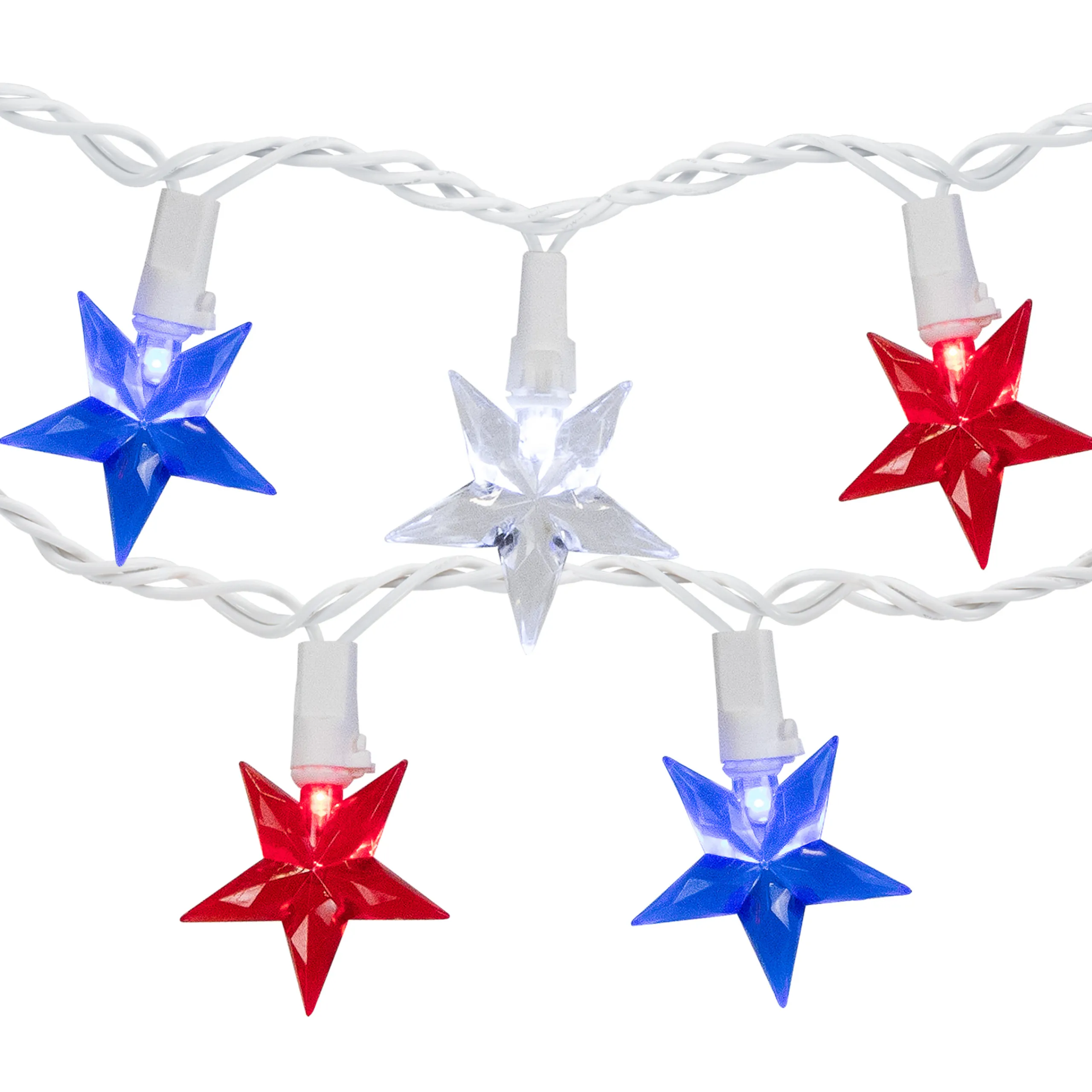 Northlight 30Ct Led Patriotic Stars Fourth Of July String Light Set, 7Ft White Wire