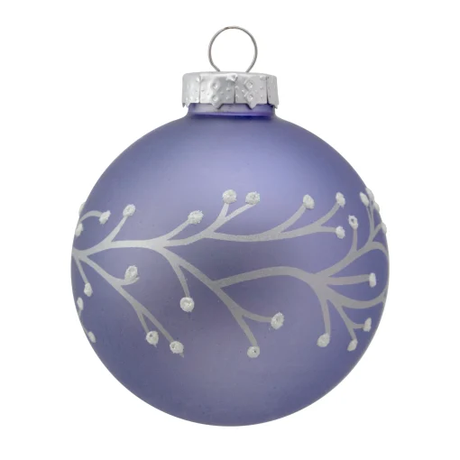 Northlight Glass Balls>4Ct Matte Purple Glass Ball Christmas Ornaments With Branch Design 2.5" (63.5Mm)