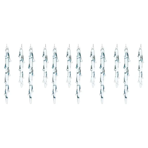 Melrose Icicles>12Ct Melted Glass Icicle Christmas Drop Ornaments 7"