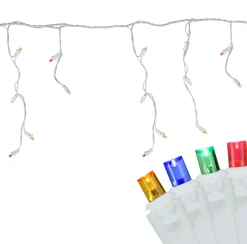 Northlight 100Ct Multi Color Led Wide Angle Christmas Icicle Lights, 5.5Ft White Wire