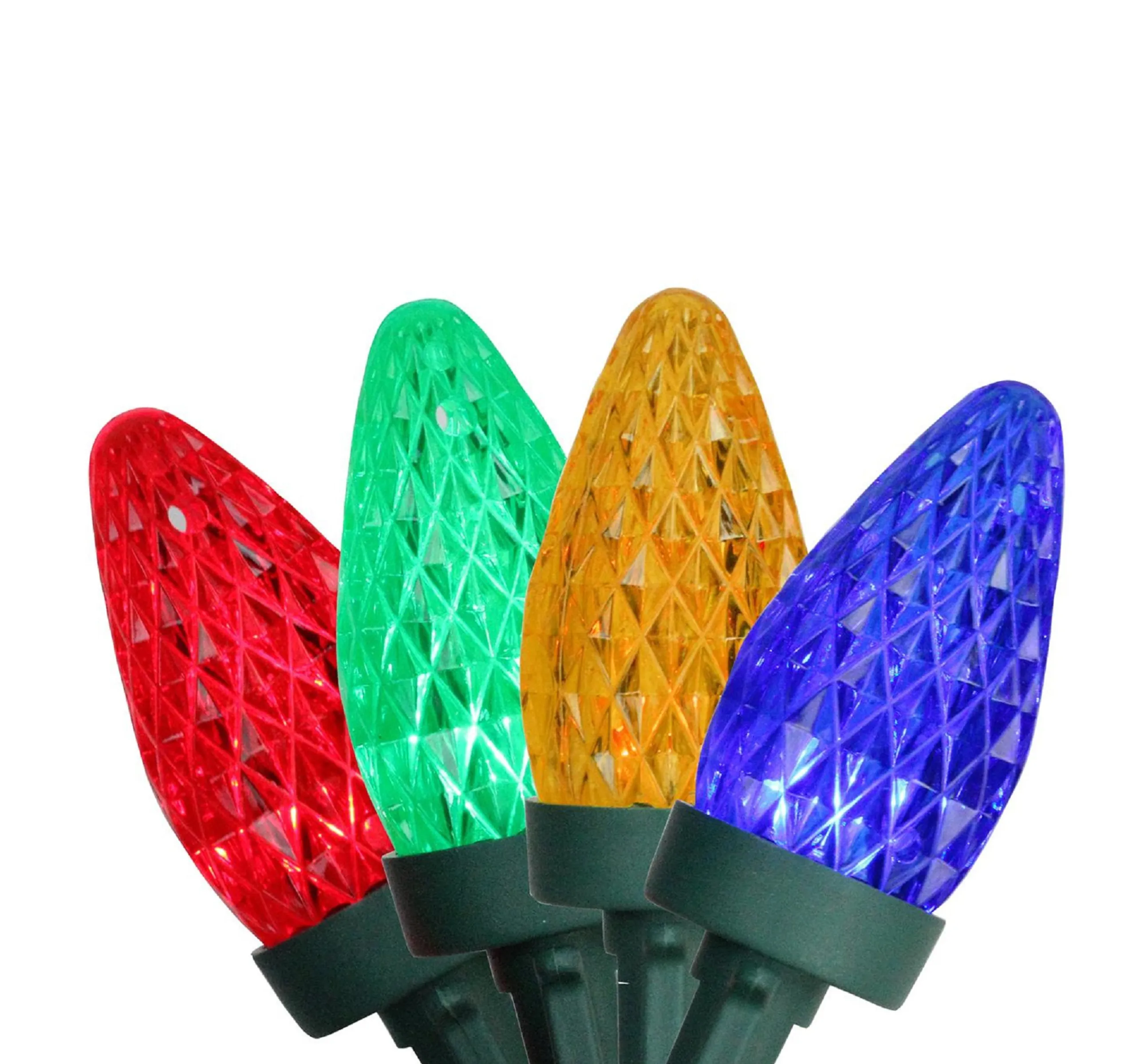 Northlight 100Ct Multi-Color Faceted Led C7 Christmas Lights, 66Ft Green Wire