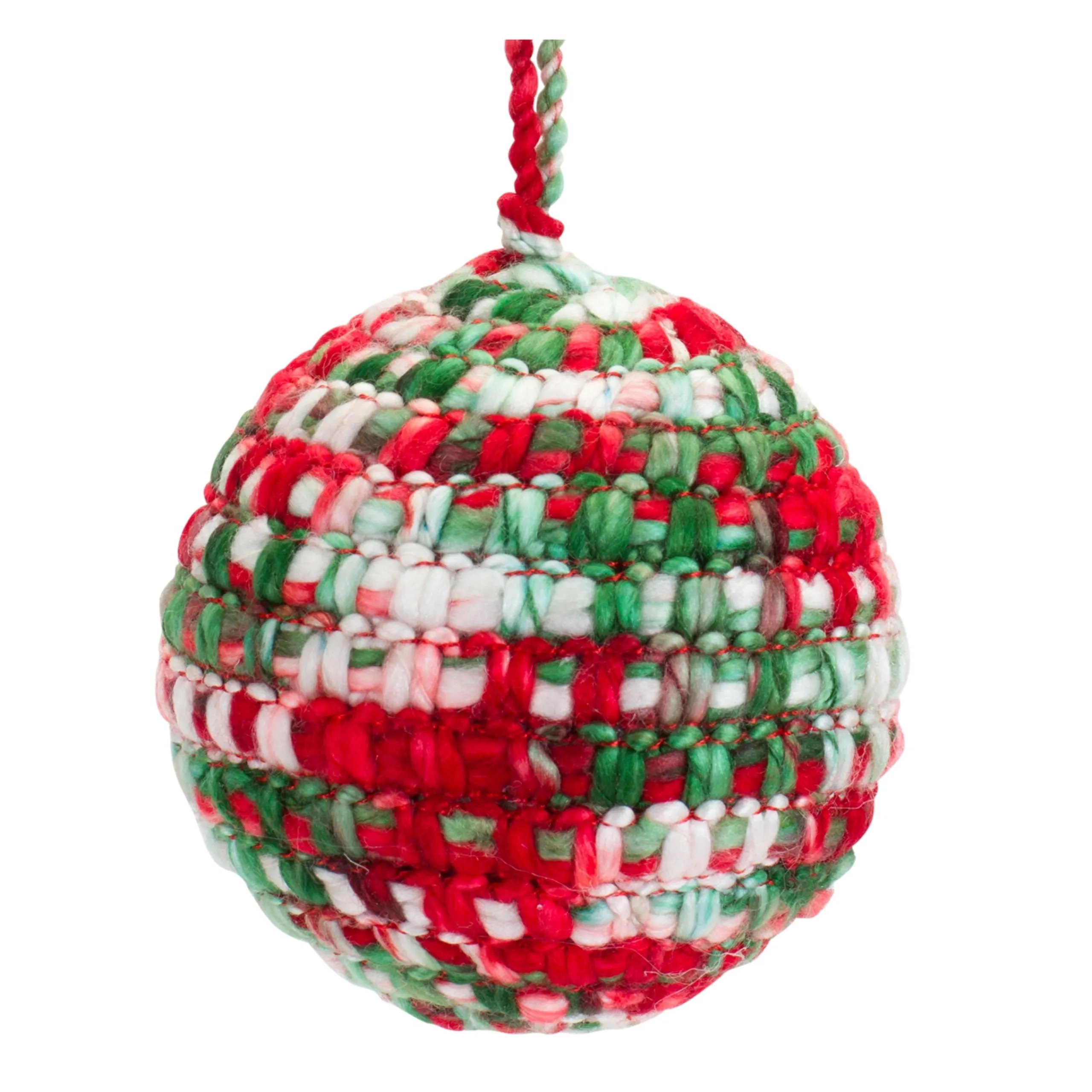 Melrose Balls>4Ct Multicolor Knitted Christmas Ball Ornaments 3.75" (95Mm)