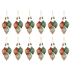 Melrose Pendants & Drops></noscript>12Ct Multicolored Reflector Christmas Drop Ornaments 10.5