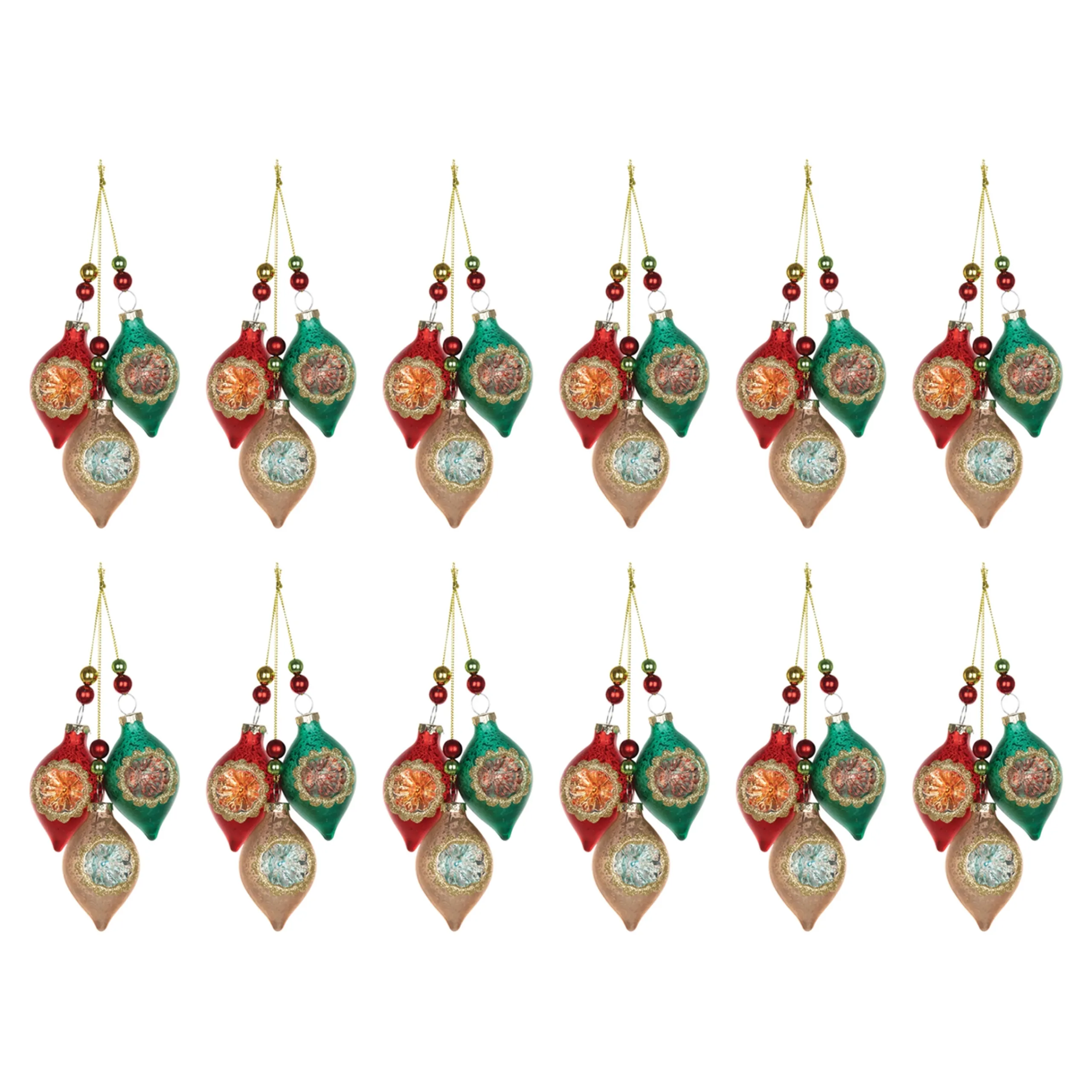Melrose Pendants & Drops>12Ct Multicolored Reflector Christmas Drop Ornaments 10.5"