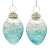 Melrose Pendants & Drops>6Ct Ombre Blue Glass Drop Christmas Ornaments 4"